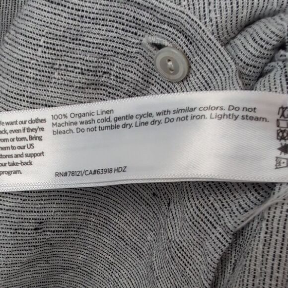 Eileen Fisher Organic Linen Crinkle Shirt Dress Boxy Lagenlook Size L - Picture 8 of 12